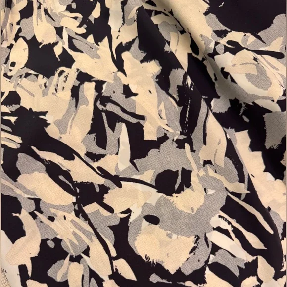 LOUNIE Japan Abstract Print Midi Dress - Size 36 (US S) - Tie Waist & Pockets - Picture 8 of 12
